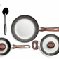 Bateria Cocina Verde Mango Tipo Madera Anti-Adherente