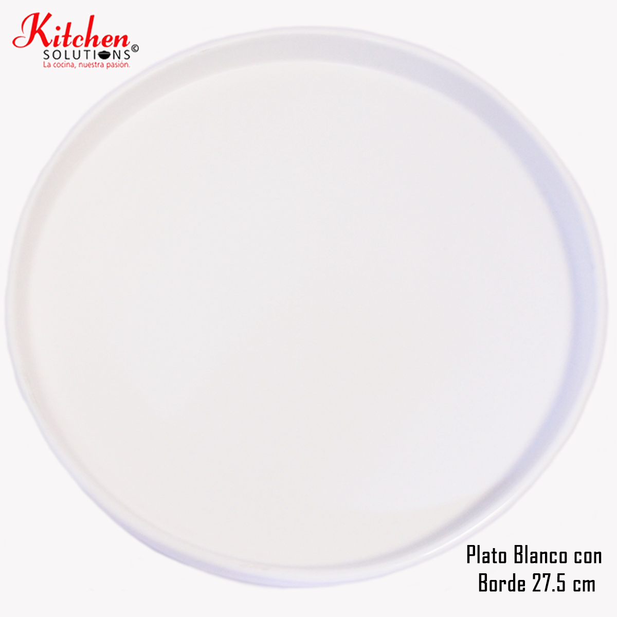 Plato Blanco con Borde Porcelana 27.5 cm