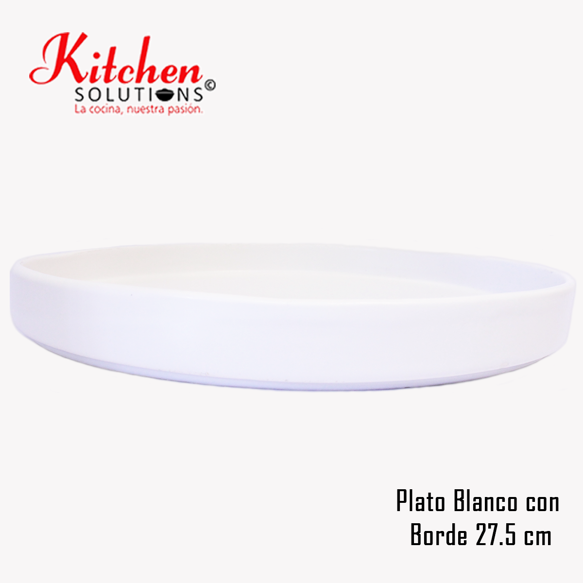 Plato Blanco con Borde Porcelana 27.5 cm