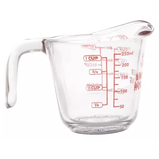 Taza Medidora 250 Ml Vidrio Resistente Altas Temperaturas